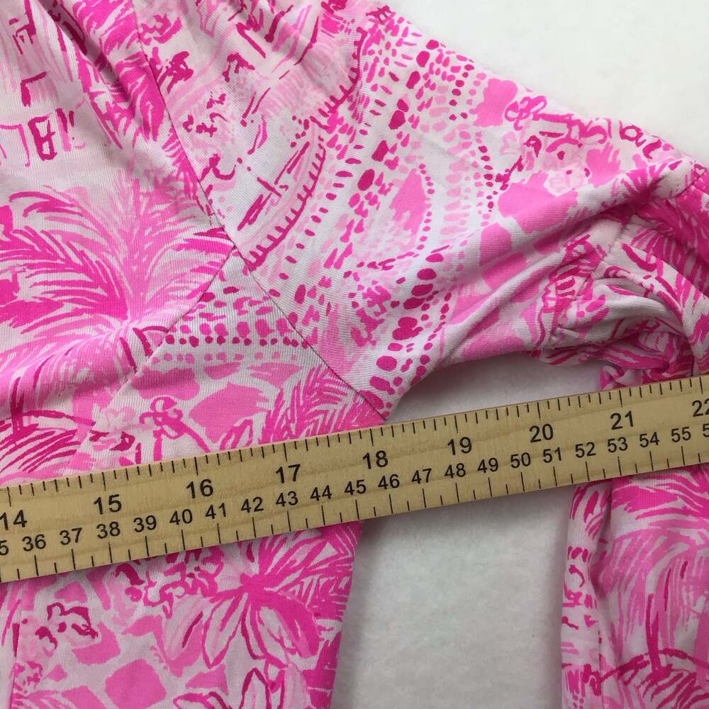 Lilly Pulitzer Chace Faux Wrap Dress Pink Blossom Palm Beach Paradise Medium - Picture 4 of 11